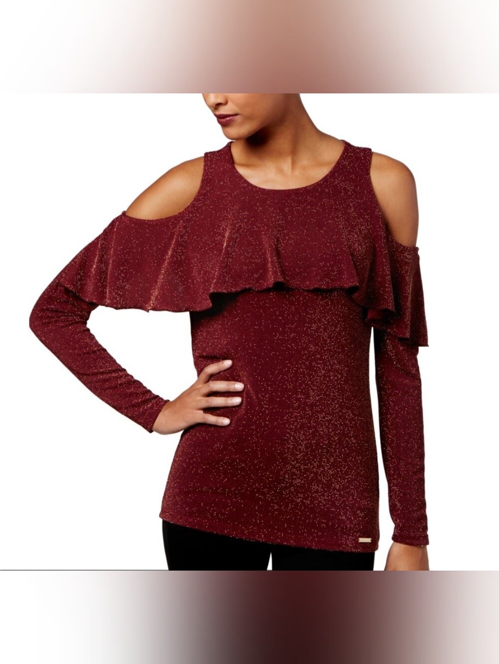 Michael Kors -Burgundy Metallic Knit Top. Size S